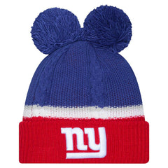 New York Giants New Era Women's Double Bubble Cuffed Knit Hat with Poms - Royal Hats