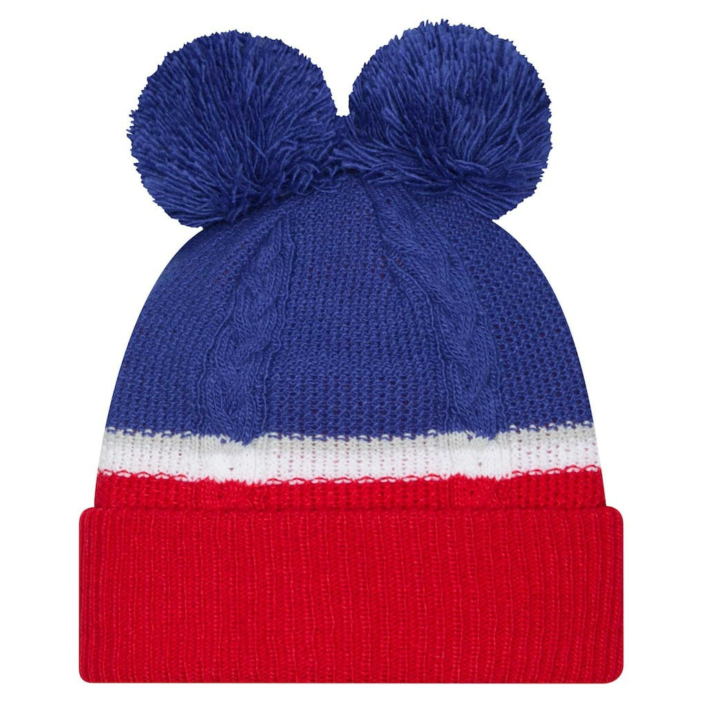 New York Giants New Era Women's Double Bubble Cuffed Knit Hat with Poms - Royal Hats