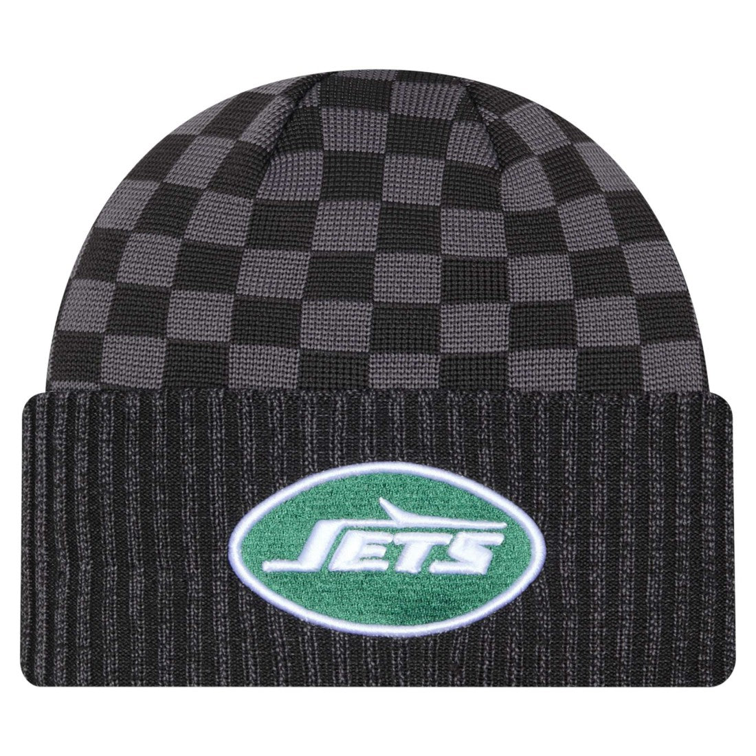 New York Jets New Era Checkered Cuffed Knit Hat - Black Hats
