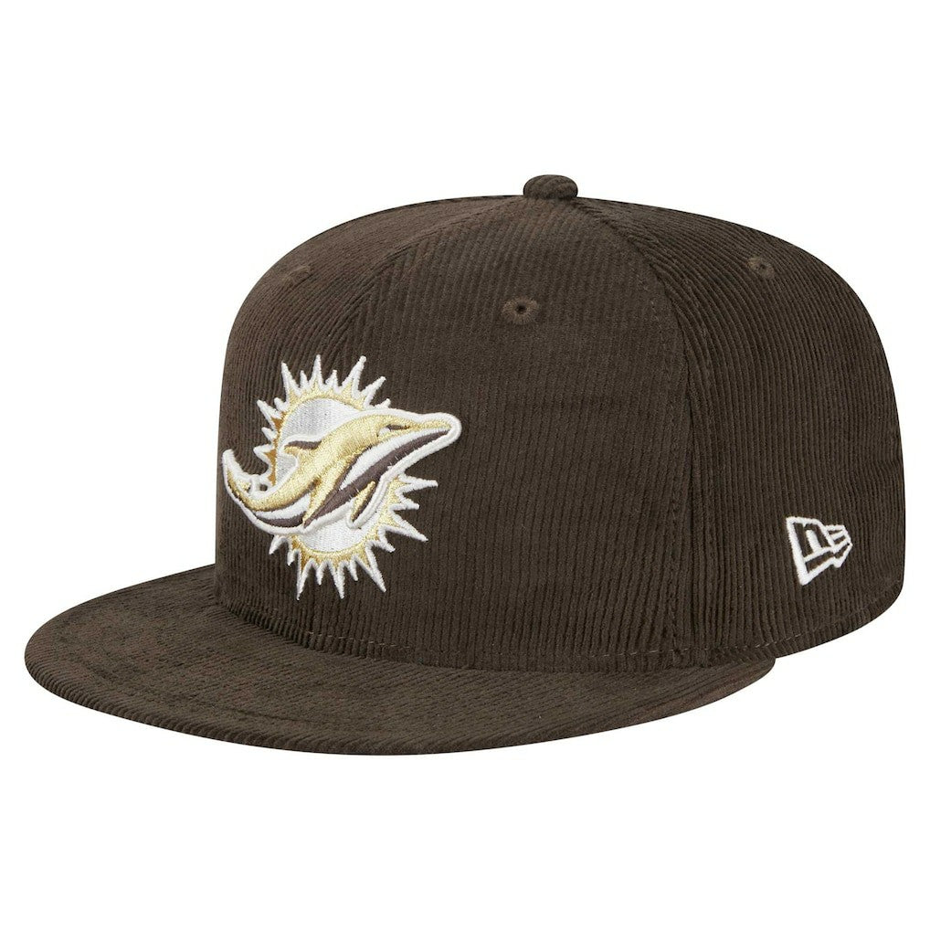 Miami Dolphins New Era Choco Cord 59FIFTY Fitted Hat - Brown Hats