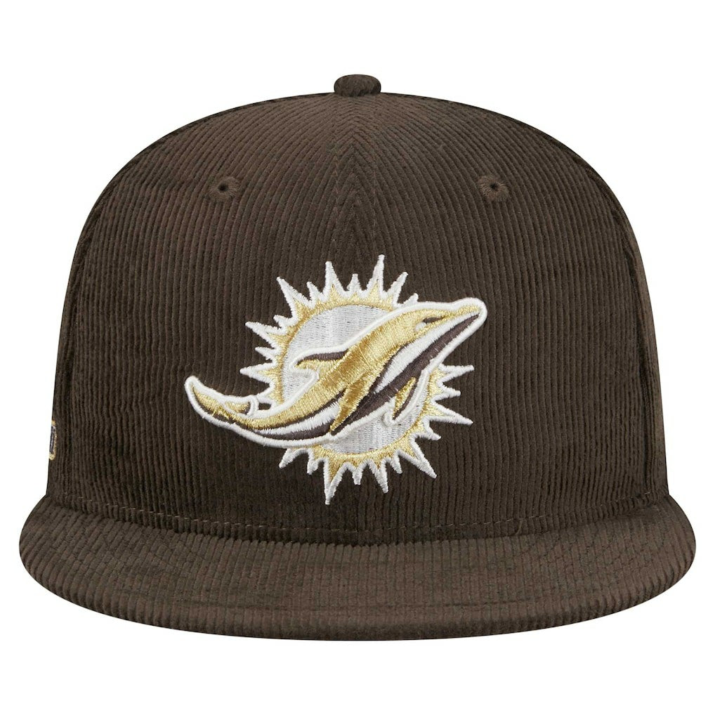 Miami Dolphins New Era Choco Cord 59FIFTY Fitted Hat - Brown Hats
