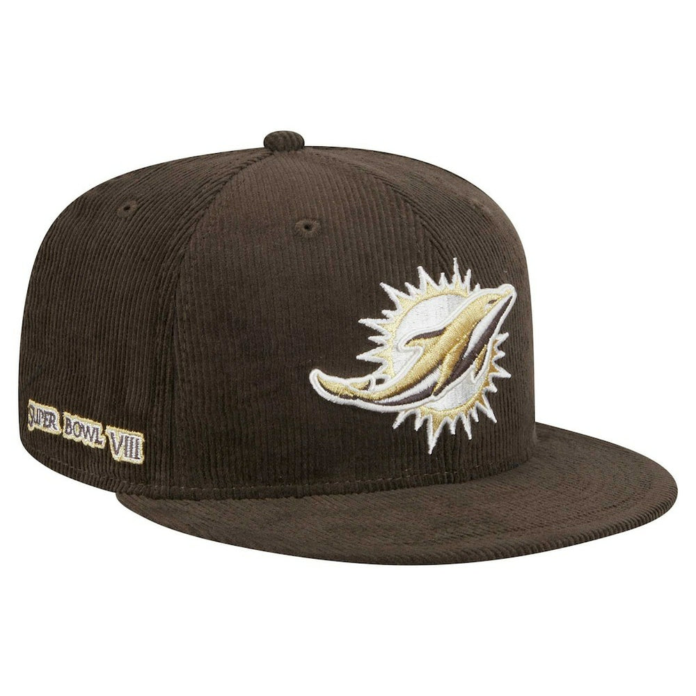 Miami Dolphins New Era Choco Cord 59FIFTY Fitted Hat - Brown Hats