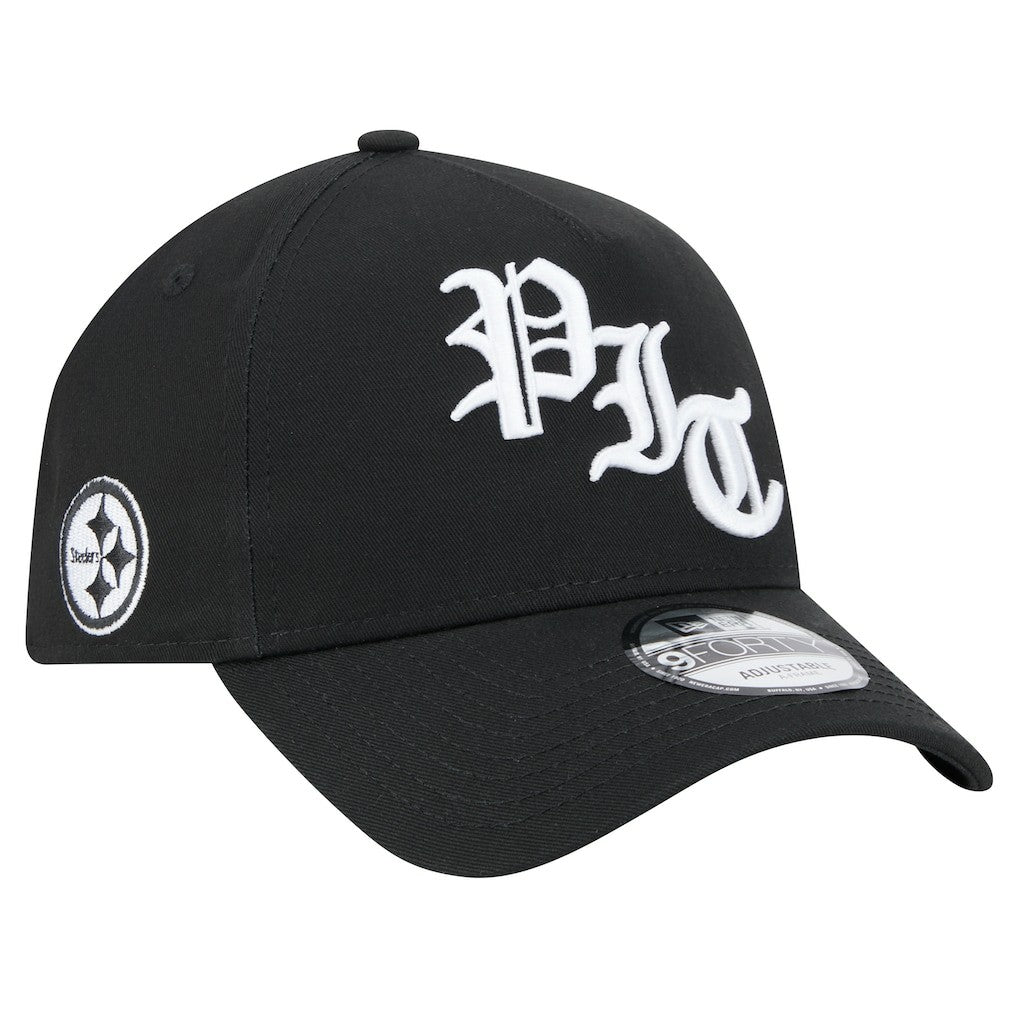 Pittsburgh Steelers New Era Mystic 9FORTY A-Frame Adjustable Hat - Black Hats