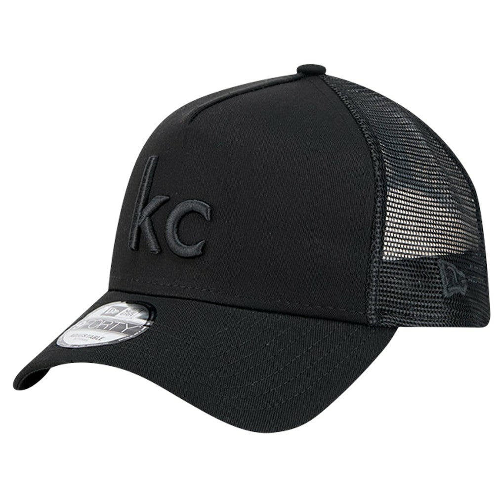 Kansas City Chiefs New Era Domain 9FORTY A-Frame Trucker Adjustable Hat - Black Hats