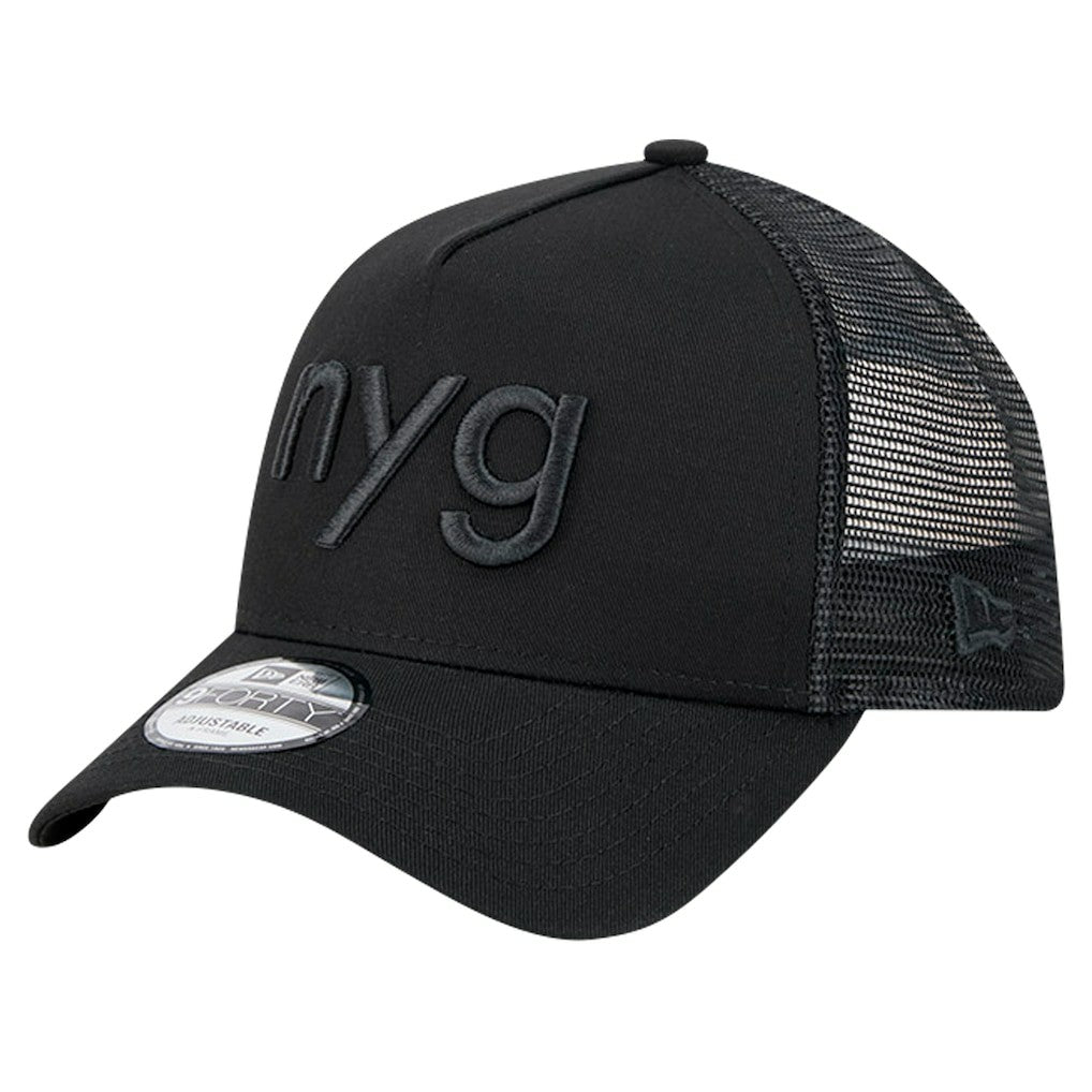 New York Giants New Era Domain 9FORTY A-Frame Trucker Adjustable Hat - Black Hats