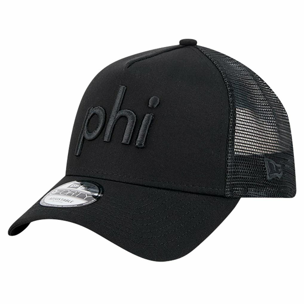 Philadelphia Eagles New Era Domain 9FORTY A-Frame Trucker Adjustable Hat - Black Hats