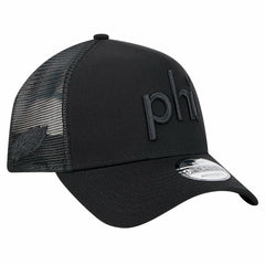 Philadelphia Eagles New Era Domain 9FORTY A-Frame Trucker Adjustable Hat - Black Hats