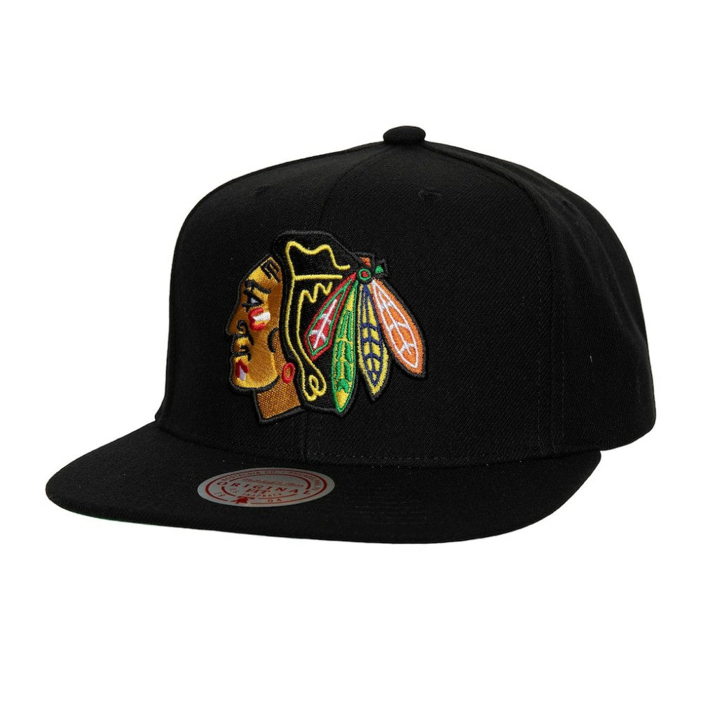 Chicago Blackhawks Mitchell & Ness Core Top Spot Snapback Hat - Black | US 201700824