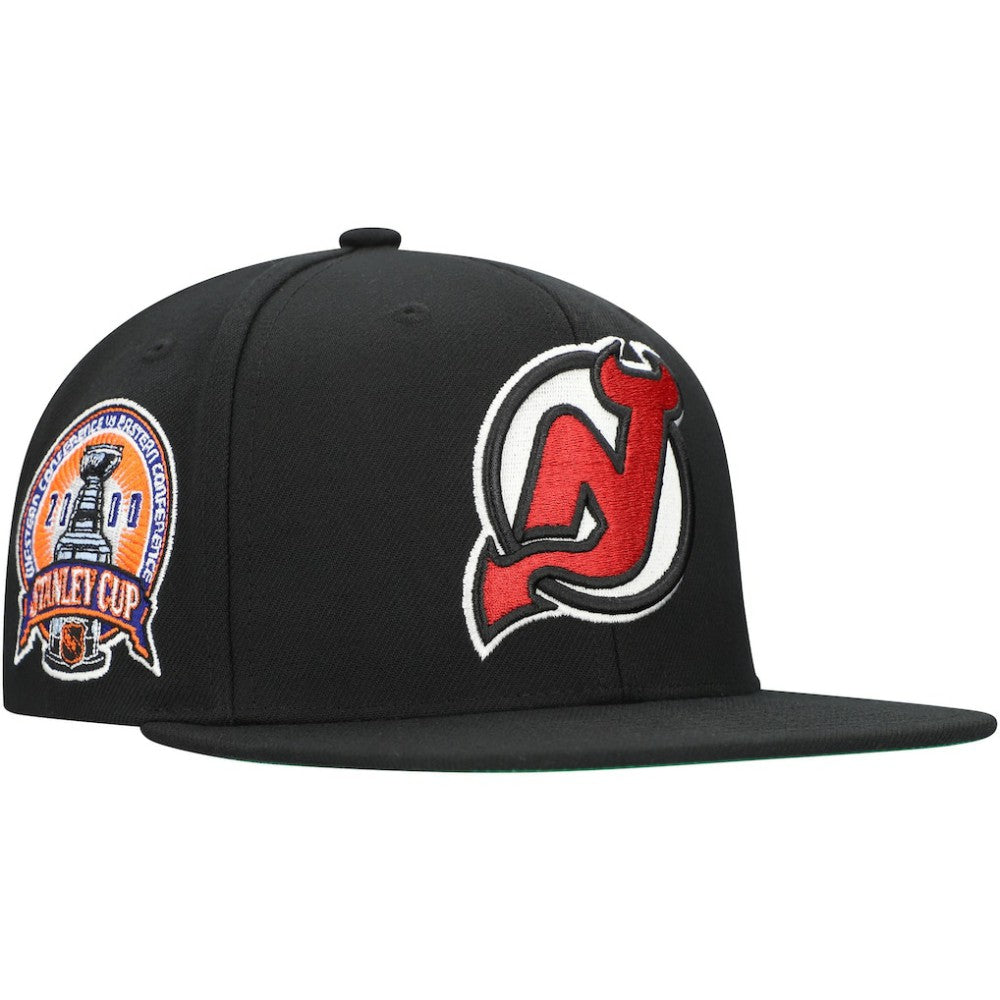 New Jersey Devils Mitchell & Ness Core Top Spot Snapback Hat - Black | US 201700828