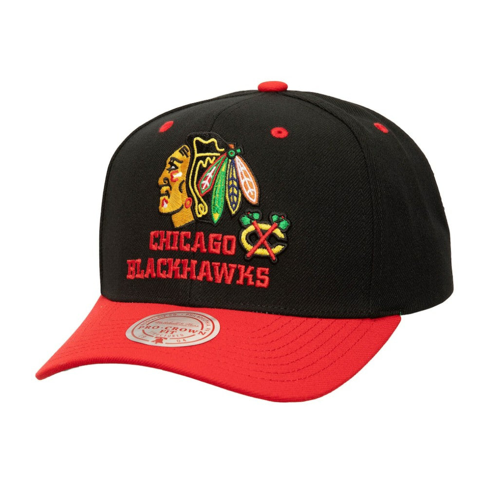 Chicago Blackhawks Mitchell & Ness All In 2.0 Pro Crown Adjustable Hat - Black | US 201700854