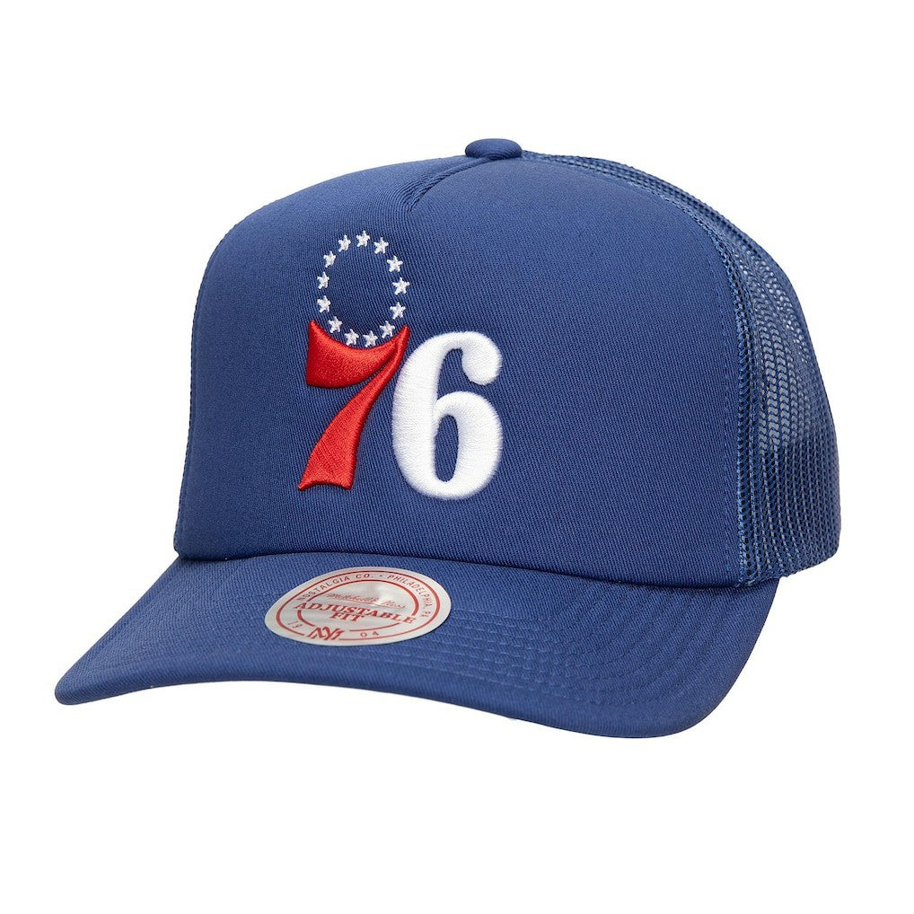 Philadelphia 76ers Core Evergreen OTC Trucker Adjustable Hat Royal - Mitchell & Ness