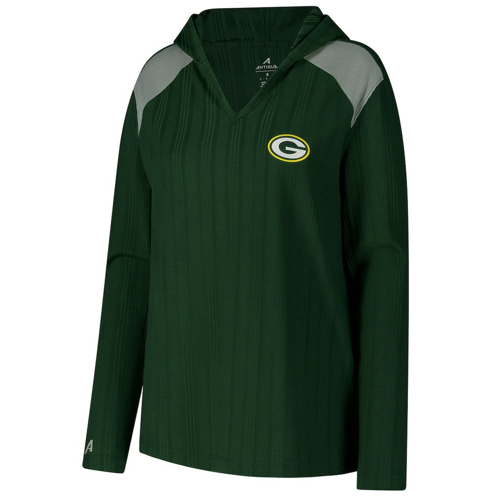 Green Bay Packers Antigua Women's Opulent Long Sleeve Hoodie T-Shirt - Green Hoodies