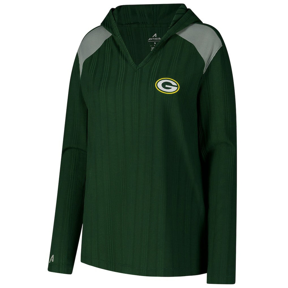 Green Bay Packers Antigua Women's Opulent Long Sleeve Hoodie T-Shirt - Green Hoodies