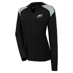 Philadelphia Eagles Antigua Women's Opulent Long Sleeve Hoodie T-Shirt - Black Hoodies