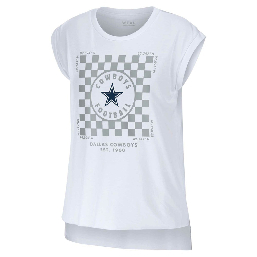 Dallas Cowboys WEAR by Erin Andrews Women's Checker Muscle Tank Top - White Tops