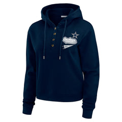Dallas Cowboys WEAR by Erin Andrews Women's Waffle-Knit Pullover Hoodie - Navy Hoodies