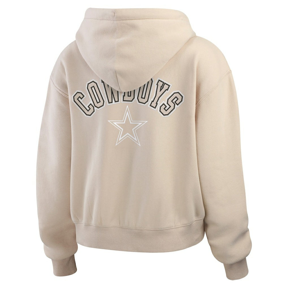 Dallas Cowboys WEAR by Erin Andrews Women's Tonal Full-Zip Hoodie - Oatmeal Hoodies