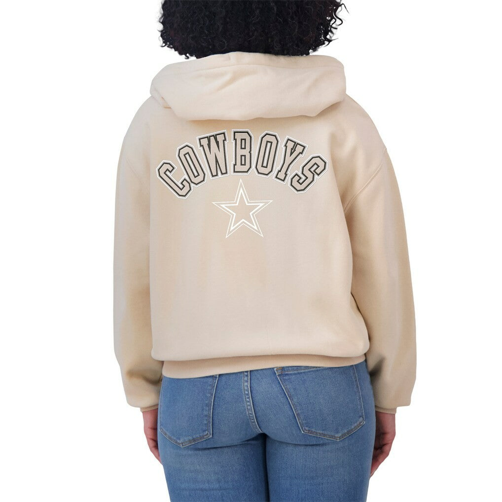 Dallas Cowboys WEAR by Erin Andrews Women's Tonal Full-Zip Hoodie - Oatmeal Hoodies