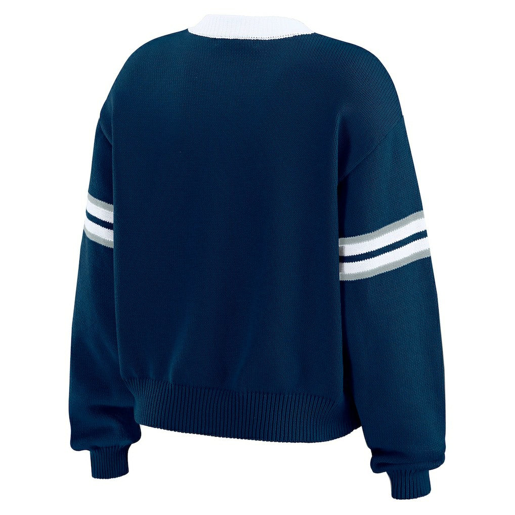 Dallas Cowboys WEAR by Erin Andrews Women's Lace-Up Sweater - Navy