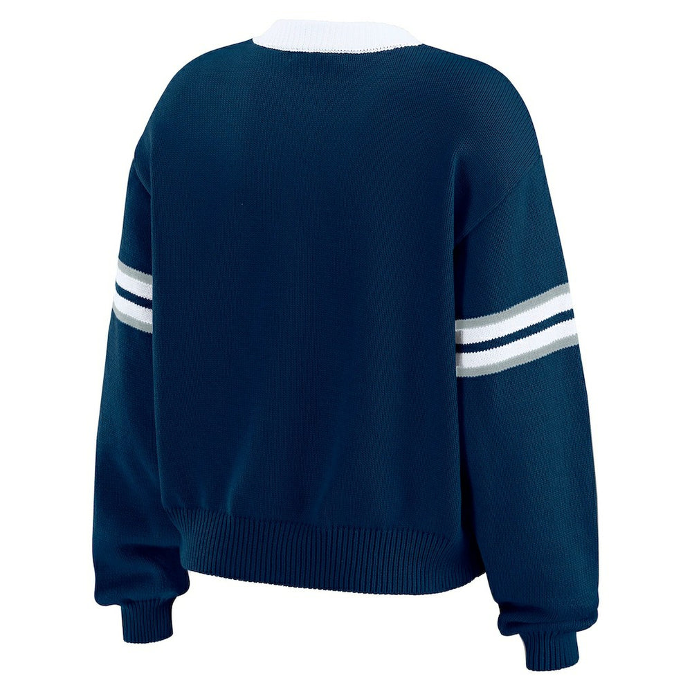 Dallas Cowboys WEAR by Erin Andrews Women's Lace-Up Sweater - Navy