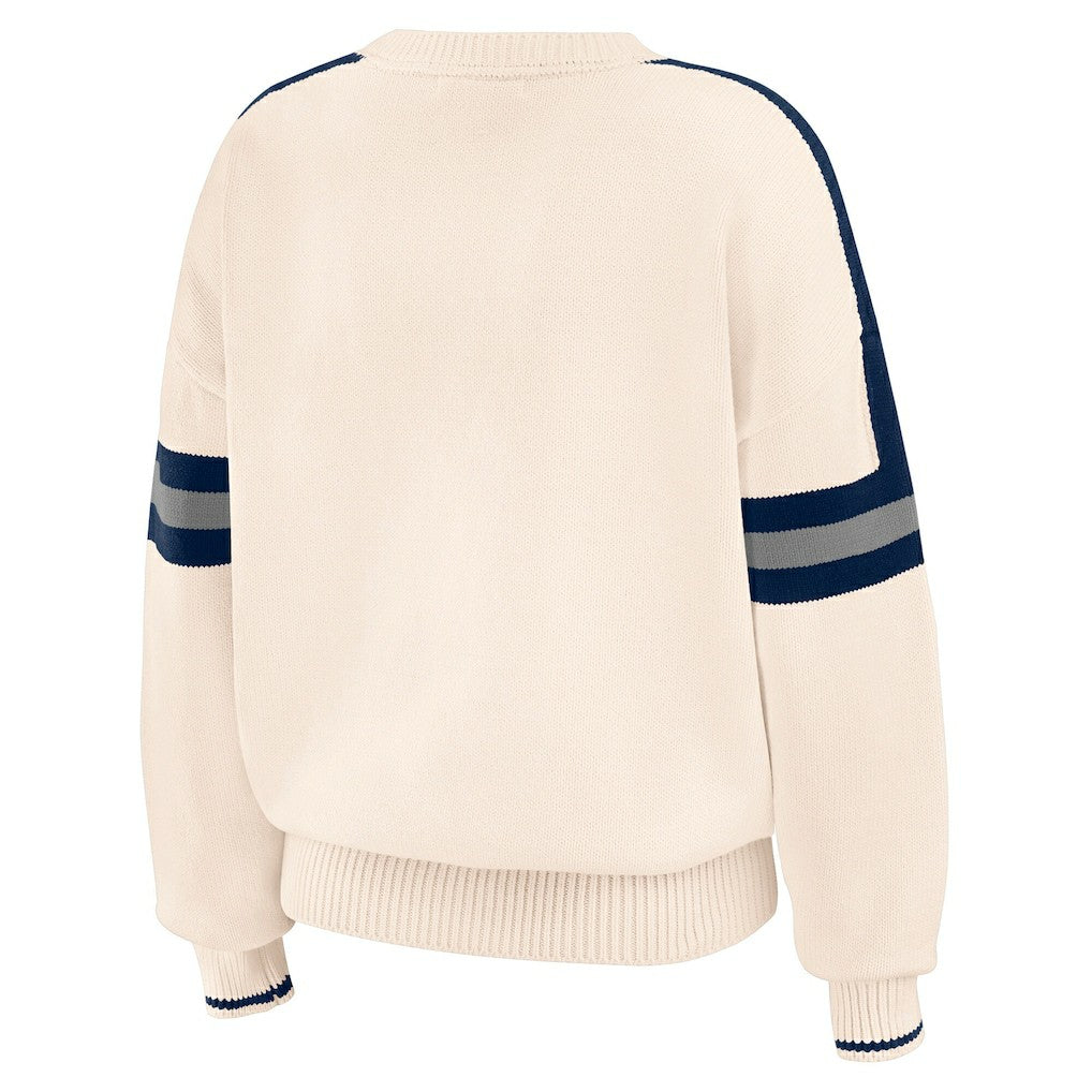 Dallas Cowboys WEAR by Erin Andrews Women's Stripe Pullover Sweater - Cream Pullover