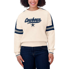 Dallas Cowboys WEAR by Erin Andrews Women's Stripe Pullover Sweater - Cream Pullover