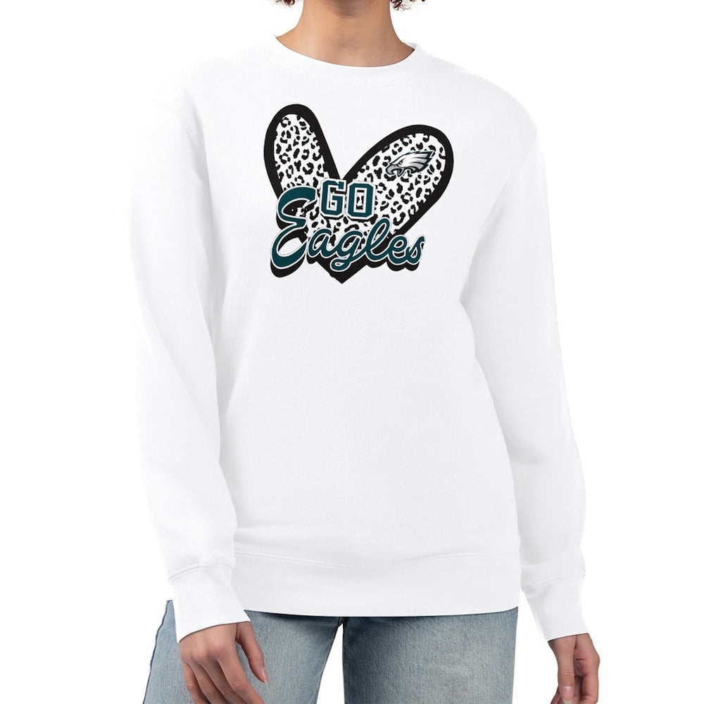 Philadelphia Eagles G-III 4Her by Carl Banks Women's Leopard Heart Pullover Sweatshirt - White Pullover