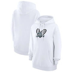 Philadelphia Eagles G-III 4Her by Carl Banks Women's Animal Print Heart Team Graphic Fleece Tri-Blend Pullover Hoodie - White Hoodies