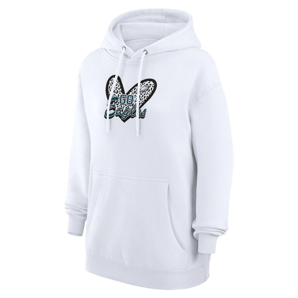 Philadelphia Eagles G-III 4Her by Carl Banks Women's Animal Print Heart Team Graphic Fleece Tri-Blend Pullover Hoodie - White Hoodies