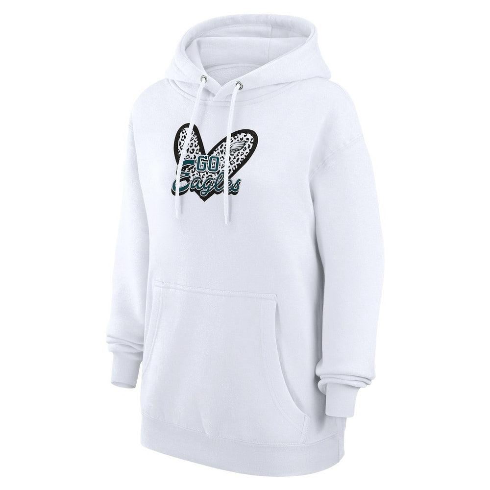 Philadelphia Eagles G-III 4Her by Carl Banks Women's Animal Print Heart Team Graphic Fleece Tri-Blend Pullover Hoodie - White Hoodies