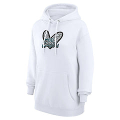 Philadelphia Eagles G-III 4Her by Carl Banks Women's Animal Print Heart Team Graphic Fleece Tri-Blend Pullover Hoodie - White Hoodies