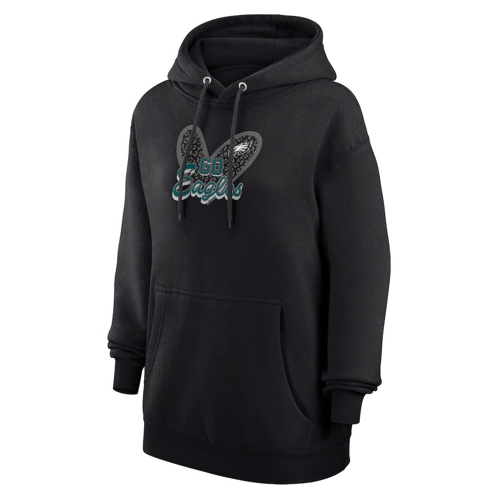 Philadelphia Eagles G-III 4Her by Carl Banks Women's Animal Print Heart Team Graphic Fleece Tri-Blend Pullover Hoodie - Black Hoodies