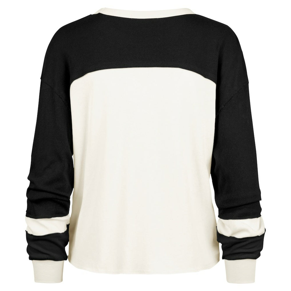 New Orleans Saints '47 Women's Double Header Curve Raglan Long Sleeve Crop Top - Cream Tops