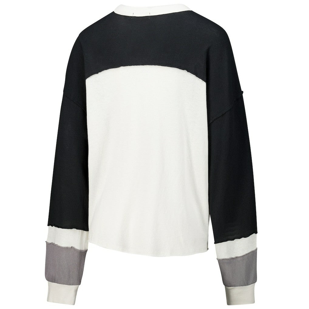 Jacksonville Jaguars '47 Women's Double Header Curve Raglan Long Sleeve Crop Top - Cream Tops