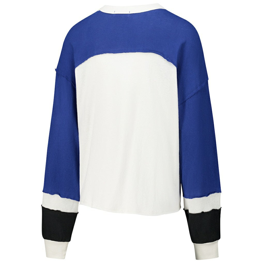 Indianapolis Colts '47 Women's Double Header Curve Raglan Long Sleeve Crop Top - Cream Tops