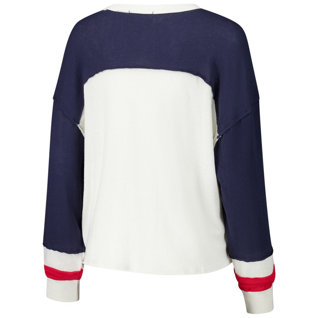 Houston Texans '47 Women's Double Header Curve Raglan Long Sleeve Crop Top - Cream Tops