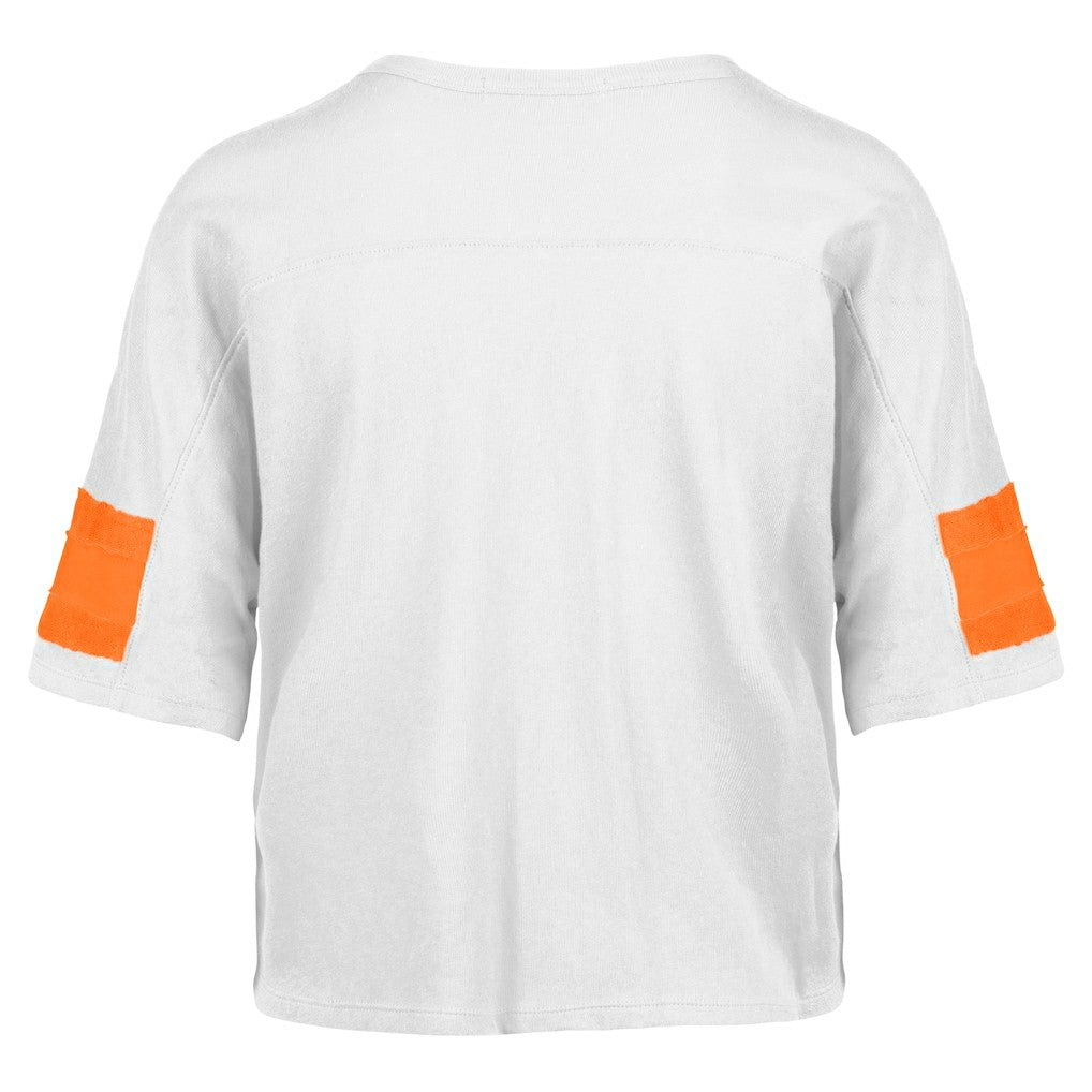 Miami Dolphins '47 Women's Double Header Scout Cropped V-Neck T-Shirt - White T-shirts