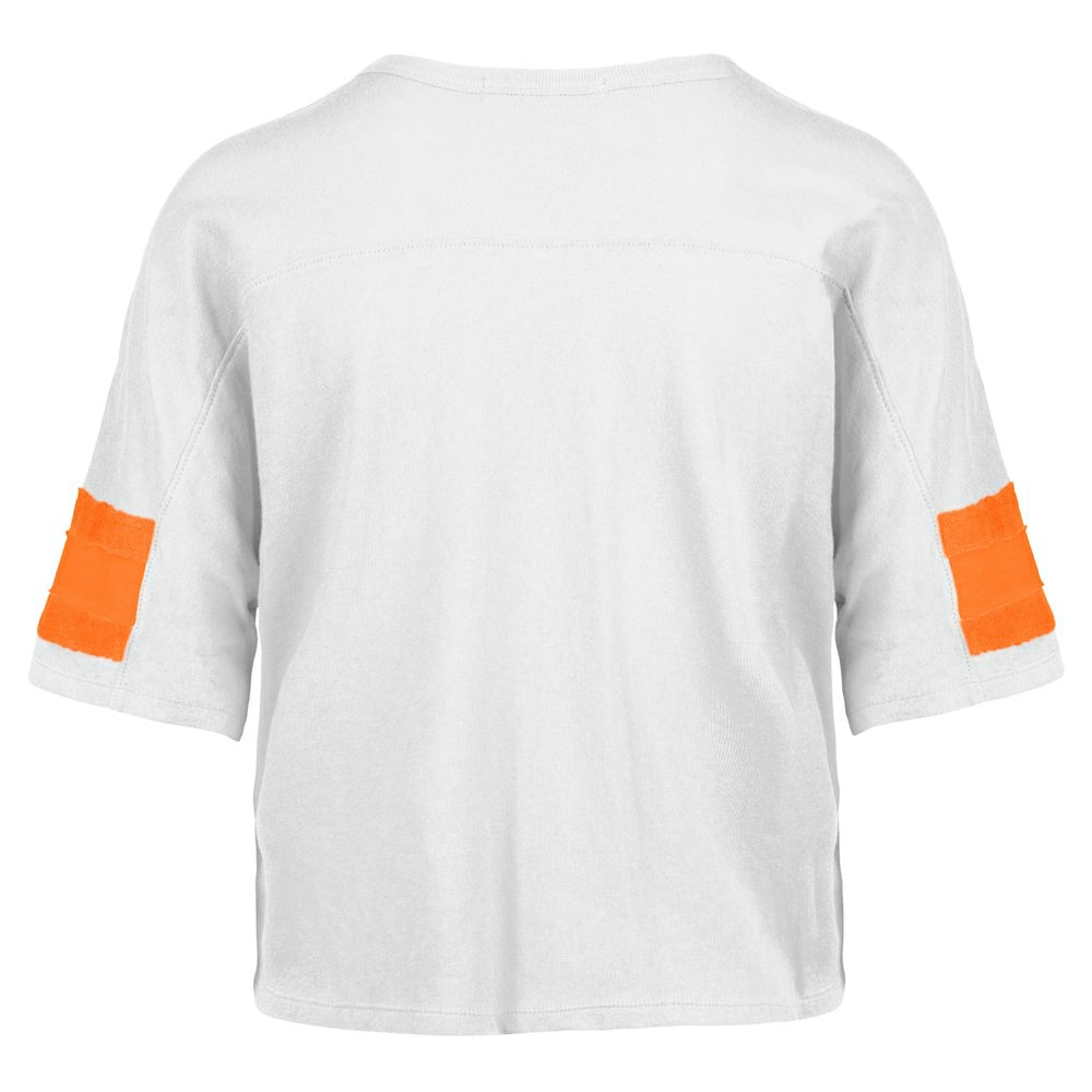 Miami Dolphins '47 Women's Double Header Scout Cropped V-Neck T-Shirt - White T-shirts