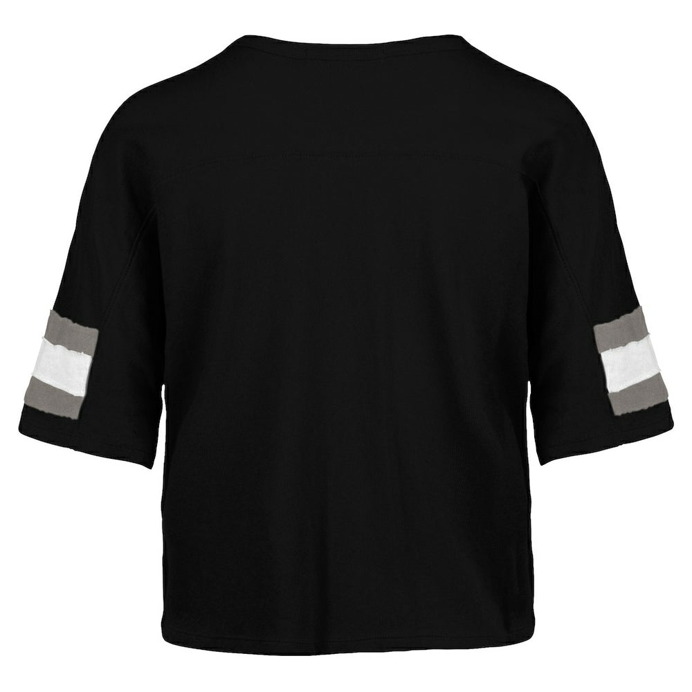 Las Vegas Raiders '47 Women's Double Header Scout Cropped V-Neck T-Shirt - Black T-shirts