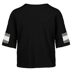 Las Vegas Raiders '47 Women's Double Header Scout Cropped V-Neck T-Shirt - Black T-shirts