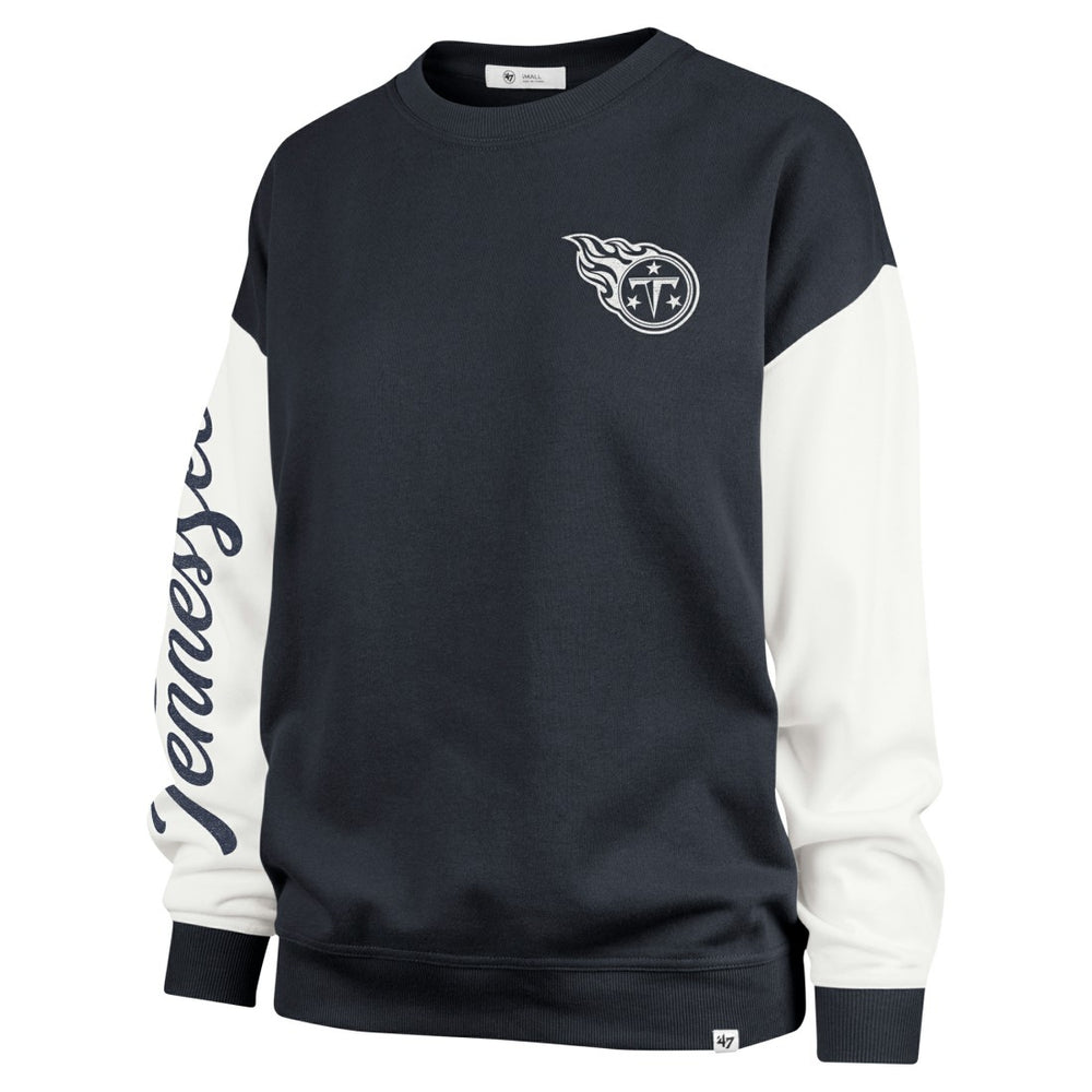 Tennessee Titans '47 Women's Double Header Rise Andie Pullover Sweatshirt - Navy Pullover