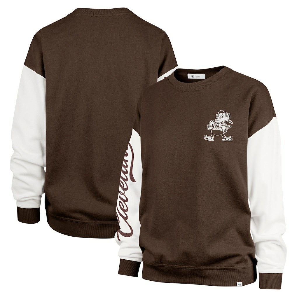 Cleveland Browns '47 Women's Double Header Rise Andie Pullover Sweatshirt - Brown Pullover