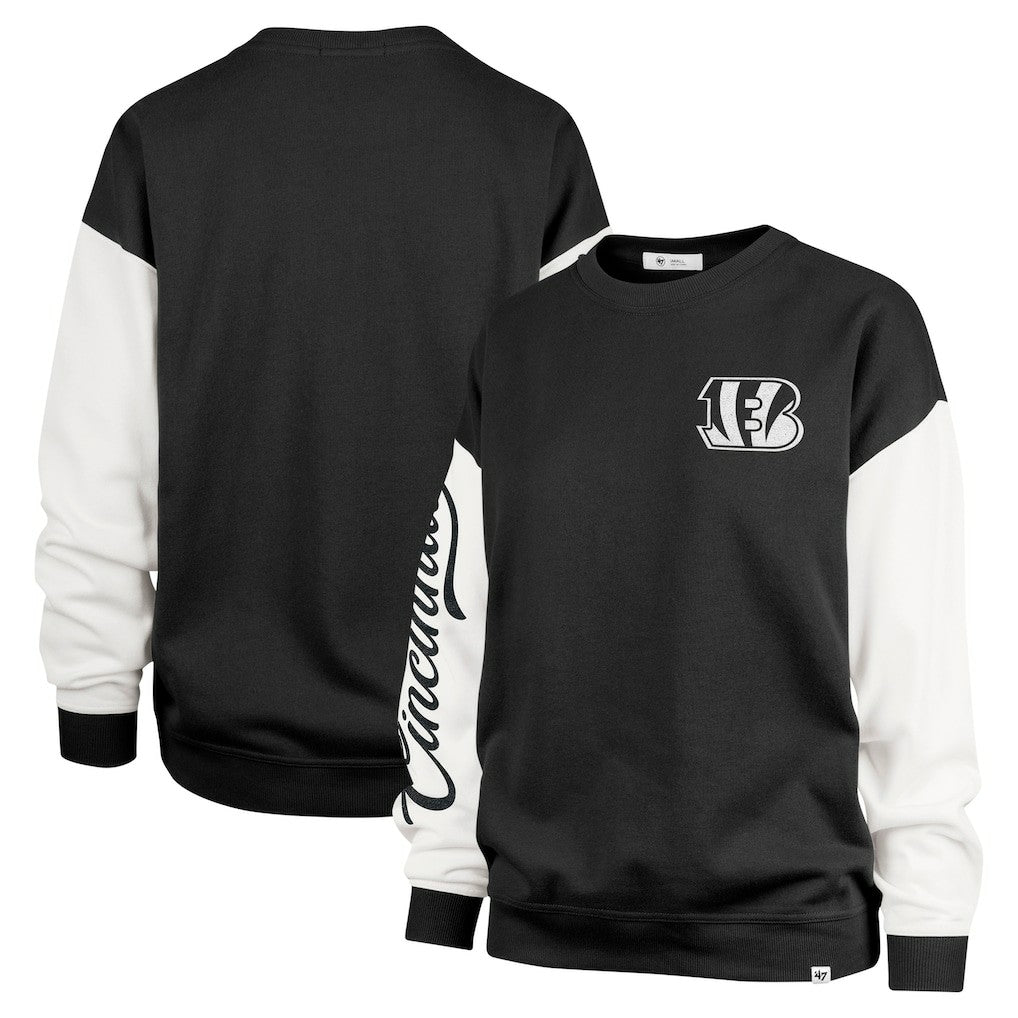 Cincinnati Bengals '47 Women's Double Header Rise Andie Pullover Sweatshirt - Black Pullover