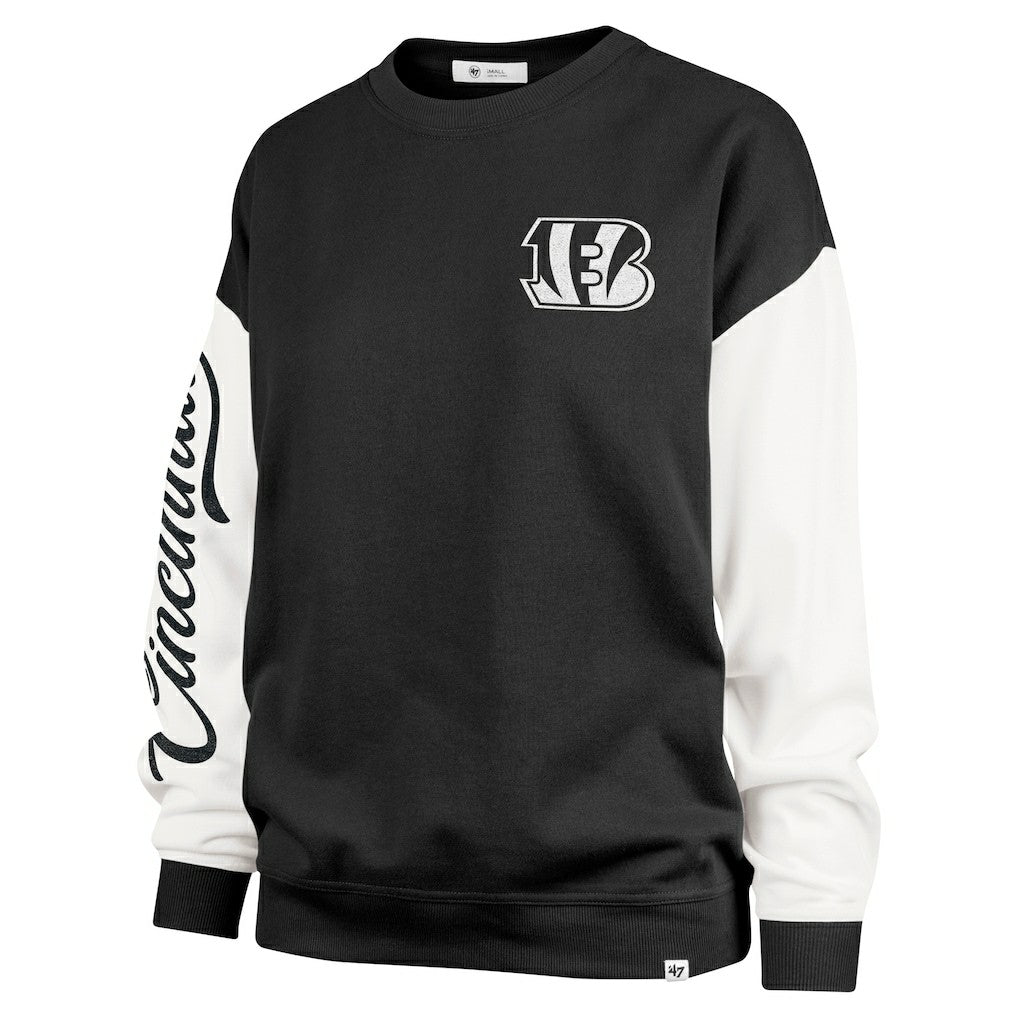 Cincinnati Bengals '47 Women's Double Header Rise Andie Pullover Sweatshirt - Black Pullover