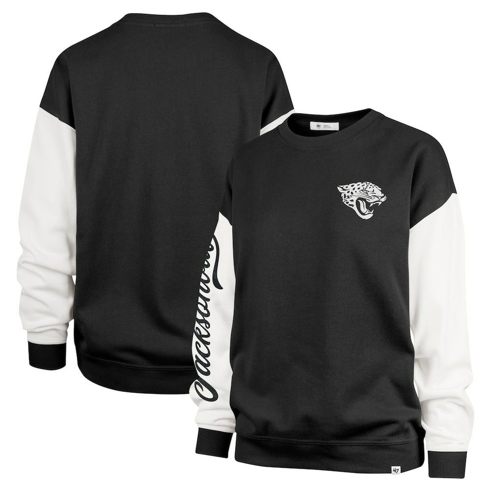 Jacksonville Jaguars '47 Women's Double Header Rise Andie Pullover Sweatshirt - Black Pullover