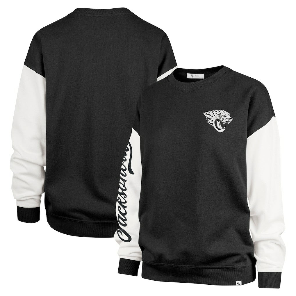 Jacksonville Jaguars '47 Women's Double Header Rise Andie Pullover Sweatshirt - Black Pullover