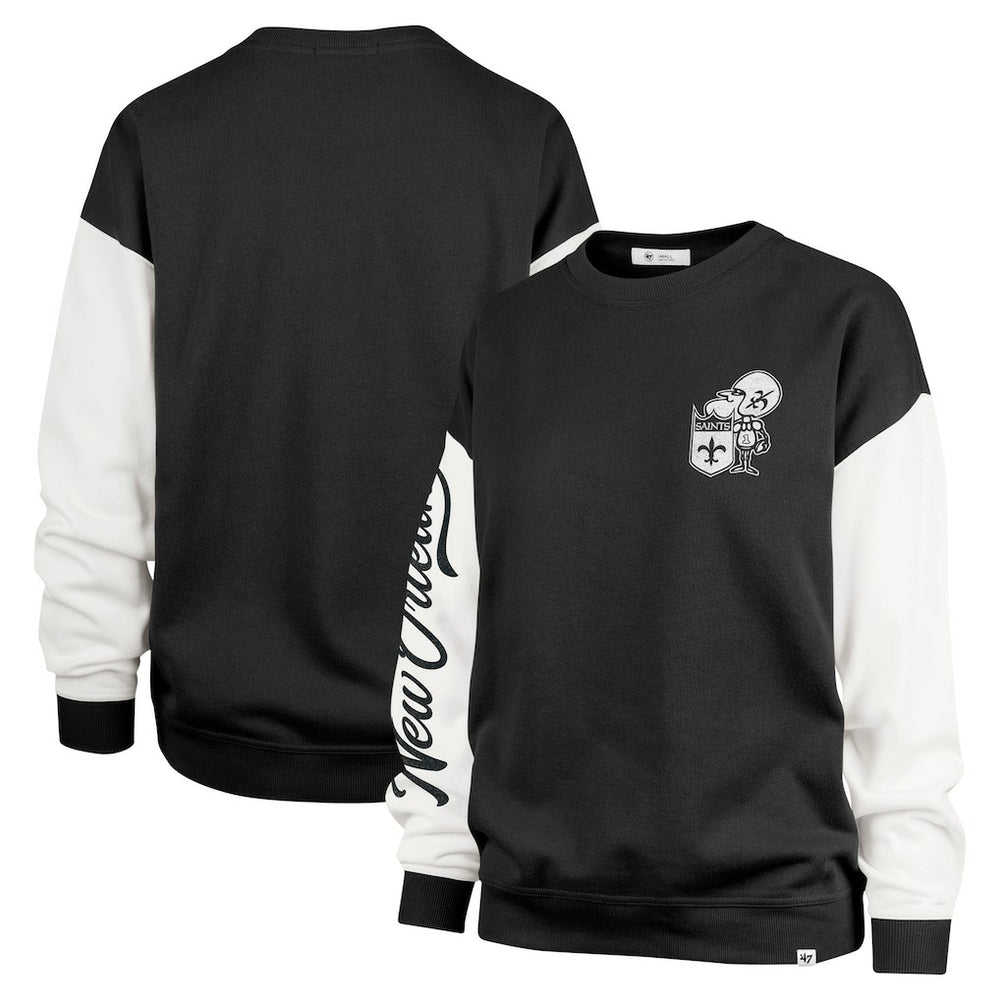 New Orleans Saints '47 Women's Double Header Rise Andie Pullover Sweatshirt - Black Pullover