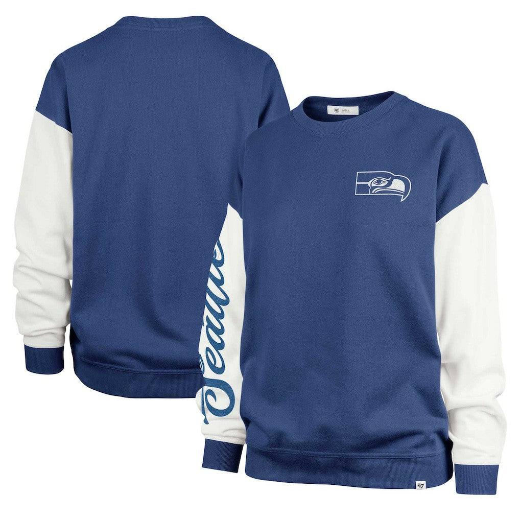 Seattle Seahawks '47 Women's Double Header Rise Andie Pullover Sweatshirt - College Navy Pullover