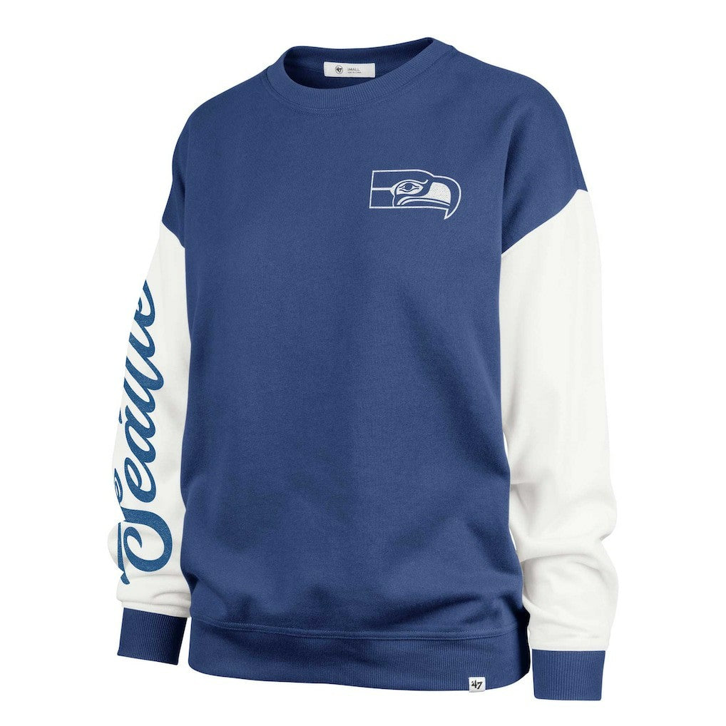 Seattle Seahawks '47 Women's Double Header Rise Andie Pullover Sweatshirt - College Navy Pullover