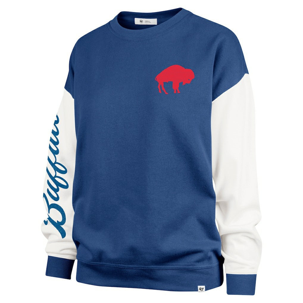 Buffalo Bills '47 Women's Double Header Rise Andie Pullover Sweatshirt - Royal Pullover